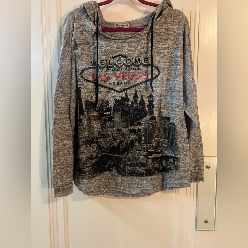 Hoodie MGM Gray Las Vegas Graphic Hoodie THIN Pullover T-shirt